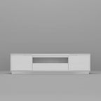 Meuble TV laqué blanc à coins arrondis - Meuble console moderne
