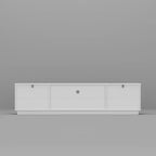 Meuble TV laqué blanc à coins arrondis - Meuble console moderne