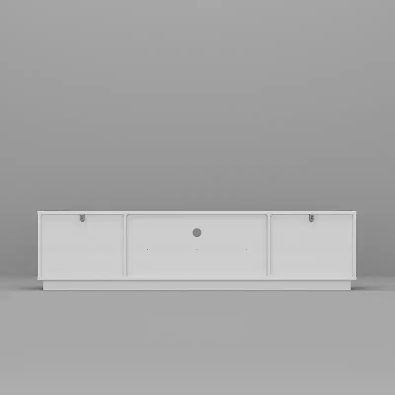 Meuble TV laqué blanc à coins arrondis - Meuble console moderne
