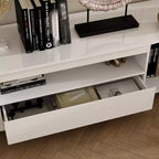 Meuble TV laqué blanc à coins arrondis - Meuble console moderne