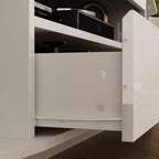 Meuble TV laqué blanc à coins arrondis - Meuble console moderne