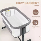 Moïse pour bébé avec roulettes – Berceau cododo portable avec côtés en maille et matelas amovible