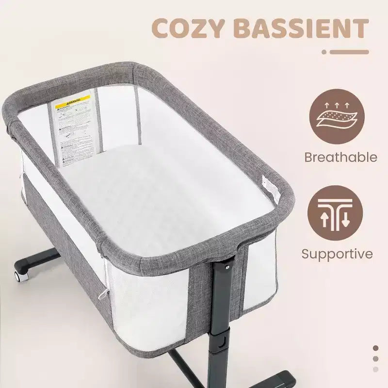 Moïse pour bébé avec roulettes – Berceau cododo portable avec côtés en maille et matelas amovible