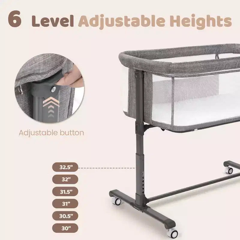 Moïse pour bébé avec roulettes – Berceau cododo portable avec côtés en maille et matelas amovible