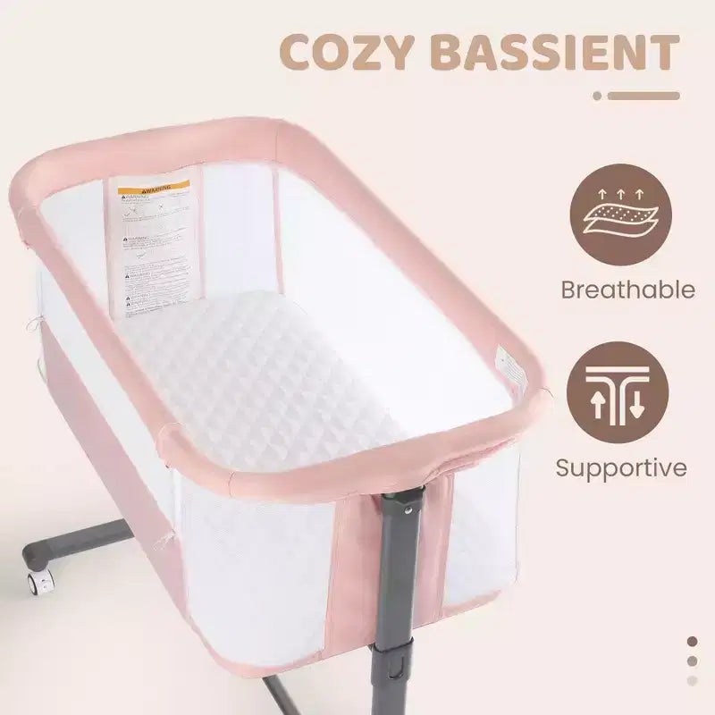 Moïse pour bébé avec roulettes – Berceau cododo portable avec côtés en maille et matelas amovible