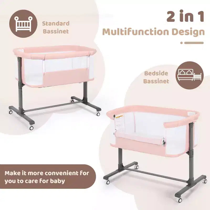 Moïse pour bébé avec roulettes – Berceau cododo portable avec côtés en maille et matelas amovible
