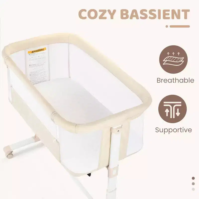 Moïse pour bébé avec roulettes – Berceau cododo portable avec côtés en maille et matelas amovible