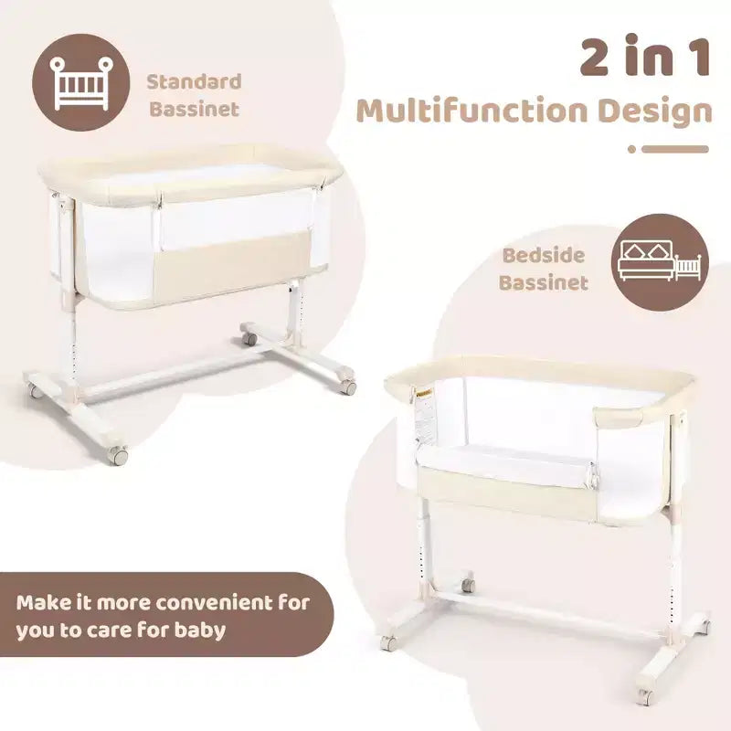 Moïse pour bébé avec roulettes – Berceau cododo portable avec côtés en maille et matelas amovible