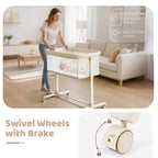 Moïse pour bébé avec roulettes – Berceau cododo portable avec côtés en maille et matelas amovible
