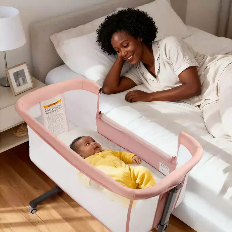 Moïse pour bébé avec roulettes – Berceau cododo portable avec côtés en maille et matelas amovible