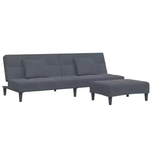 vidaXL Sofa Bed Dark Grey Velvet, Wood, Plastic Standard Convertible