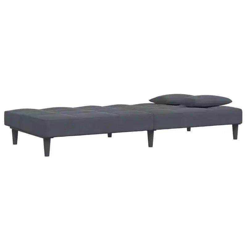 Canapé-lit convertible 2 places avec repose-pieds en velours gris foncé