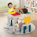 Table d'activités pour enfants avec 2 chaises et 100 blocs de construction