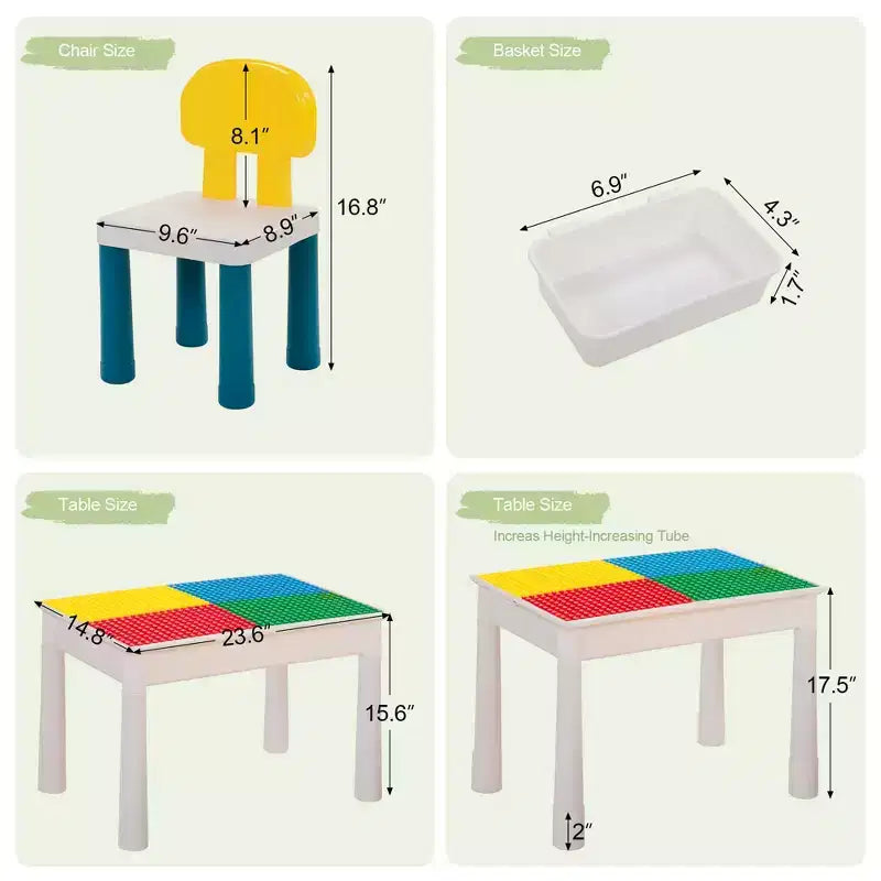 Table d'activités pour enfants avec 2 chaises et 100 blocs de construction