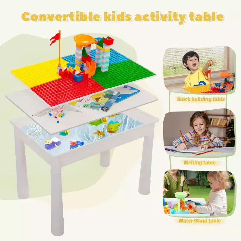 Table d'activités pour enfants avec 2 chaises et 100 blocs de construction