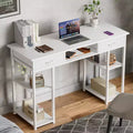Bureau informatique avec rangement, sac de rangement latéral en tissu et crochet pour casque, cadre métallique (120 x 40 x 77,7 cm)