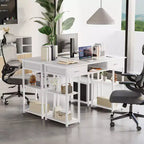 Bureau informatique avec rangement, sac de rangement latéral en tissu et crochet pour casque, cadre métallique (120 x 40 x 77,7 cm)