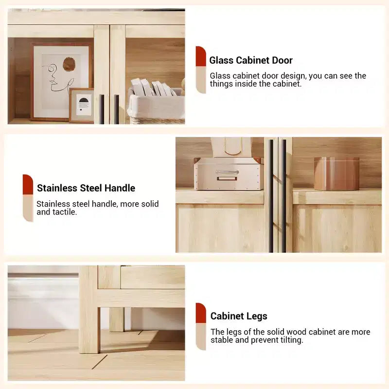 Buffet de 55 pouces avec portes vitrées et rangement