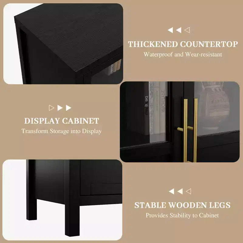 Buffet de 55 pouces avec portes vitrées et rangement