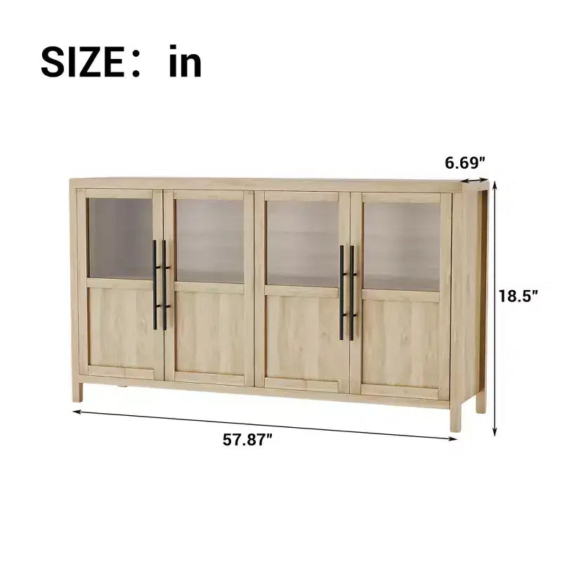Buffet de 55 pouces avec portes vitrées et rangement