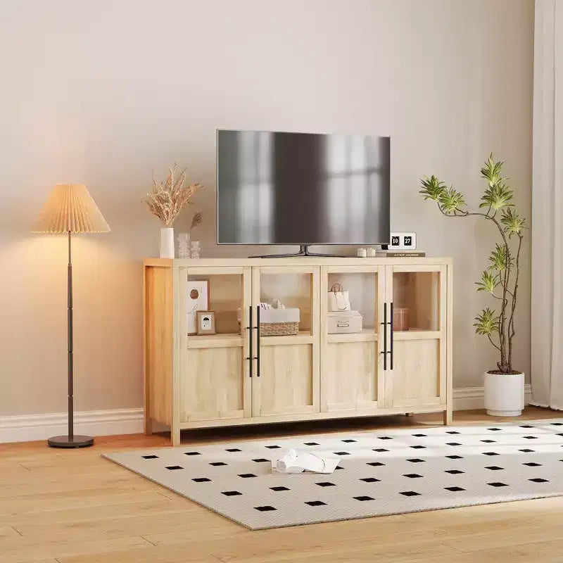 Buffet de 55 pouces avec portes vitrées et rangement