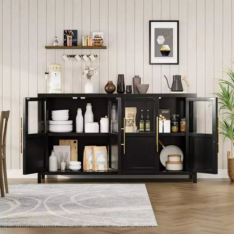 Buffet de 55 pouces avec portes vitrées et rangement