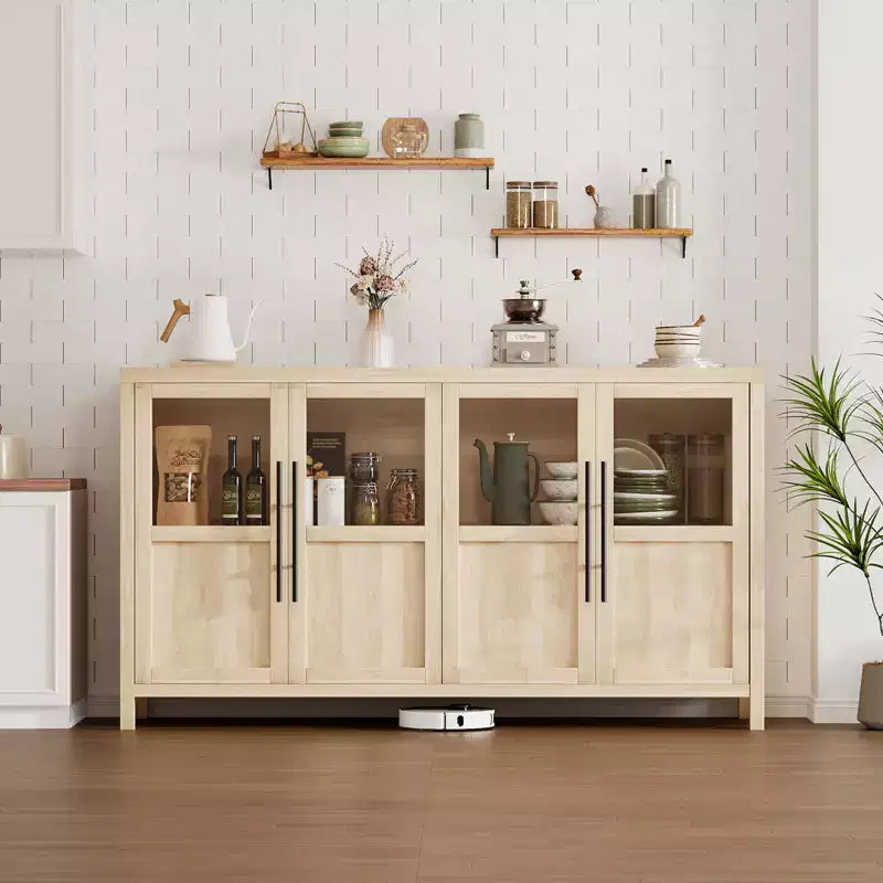 Buffet de 55 pouces avec portes vitrées et rangement