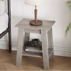 Ensemble de 2 tables d'appoint avec étagère de rangement à 2 niveaux
