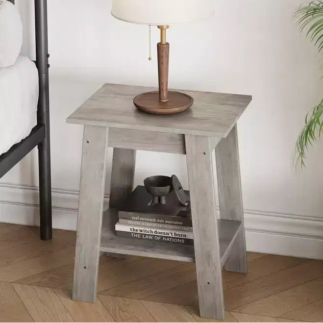Ensemble de 2 tables d'appoint avec étagère de rangement à 2 niveaux