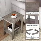 Ensemble de 2 tables d'appoint avec étagère de rangement à 2 niveaux