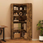 Étagère d'angle en forme de L de 182 cm, à 5 niveaux, en MDF, pour salon, chambre et bureau