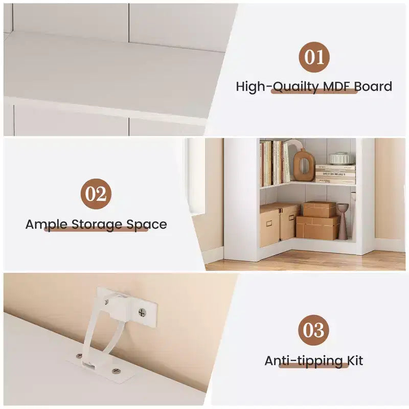Étagère d'angle en forme de L de 182 cm, à 5 niveaux, en MDF, pour salon, chambre et bureau