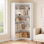 Étagère d'angle en forme de L de 182 cm, à 5 niveaux, en MDF, pour salon, chambre et bureau