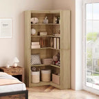 Étagère d'angle en forme de L de 182 cm, à 5 niveaux, en MDF, pour salon, chambre et bureau