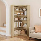 Étagère d'angle en forme de L de 182 cm, à 5 niveaux, en MDF, pour salon, chambre et bureau