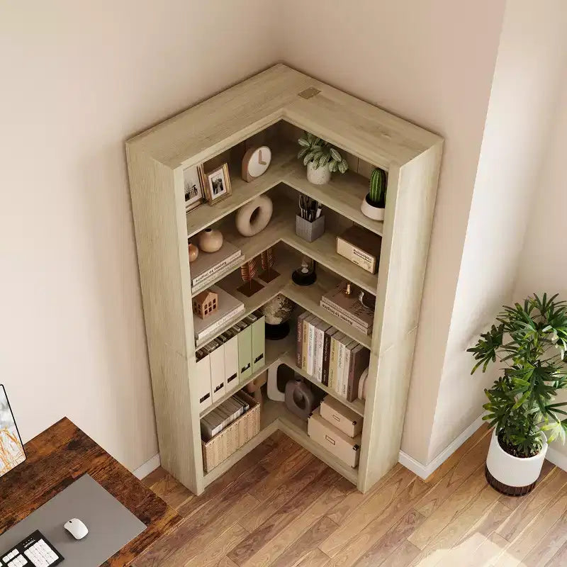 Étagère d'angle en forme de L de 182 cm, à 5 niveaux, en MDF, pour salon, chambre et bureau