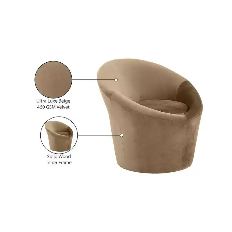 Fauteuil d'appoint en velours avec cadre en bois
