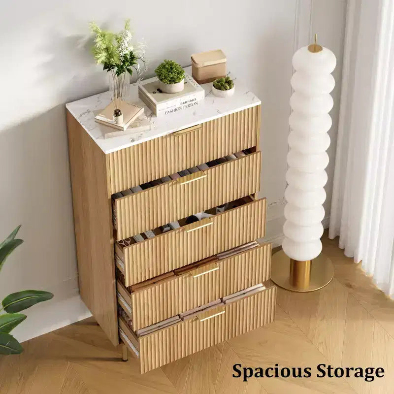 Commode en bois à 5 tiroirs larges