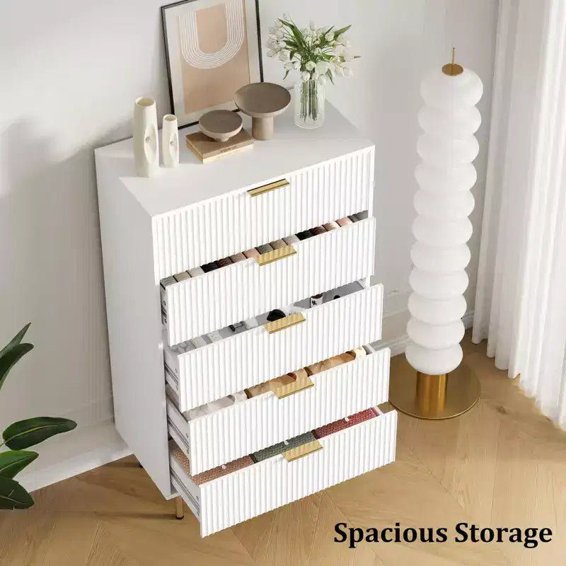 Commode en bois à 5 tiroirs larges