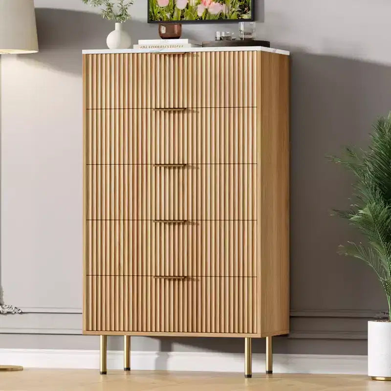 Commode en bois à 5 tiroirs larges