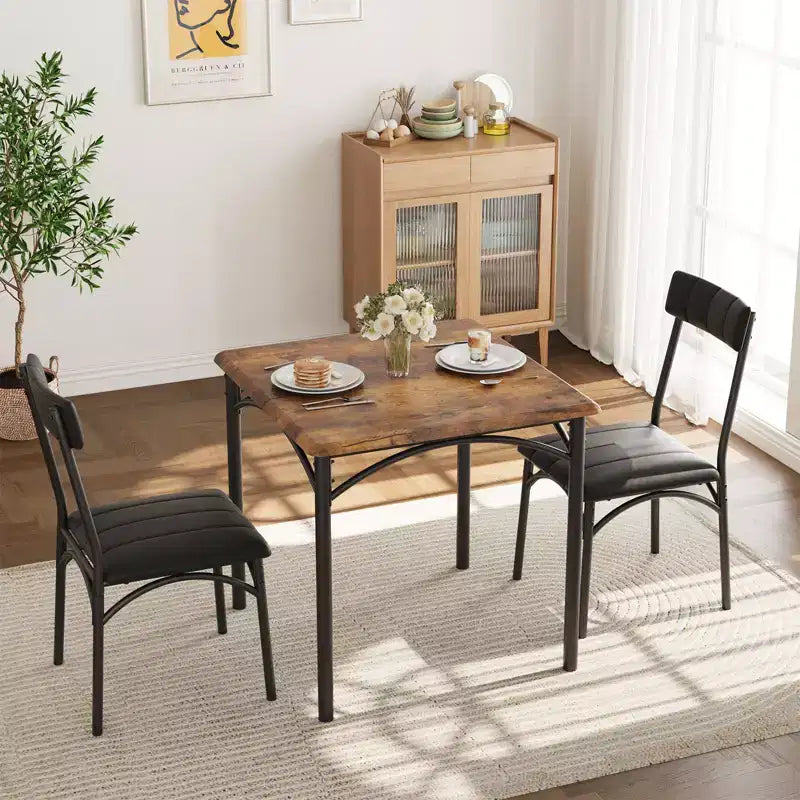 Ensemble table et chaises de salle à manger 2 personnes avec chaises rembourrées