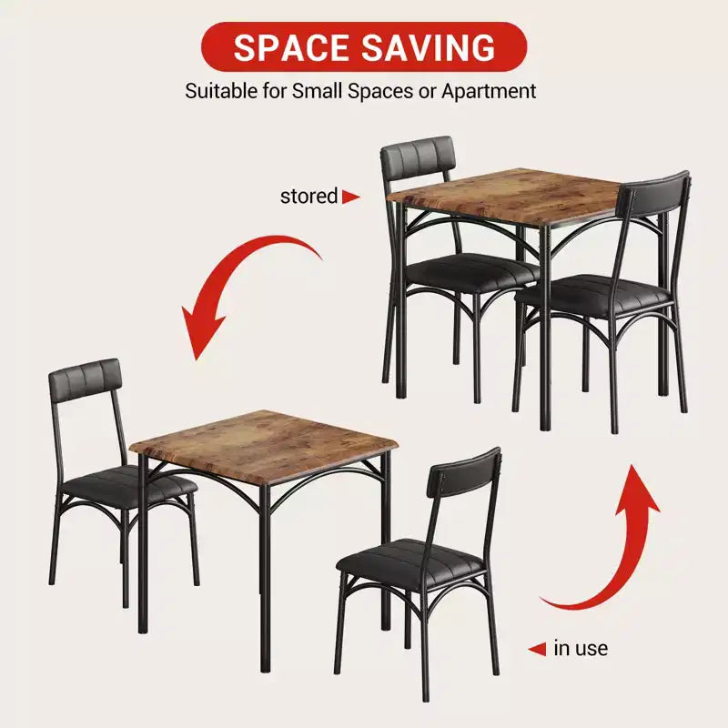 Ensemble table et chaises de salle à manger 2 personnes avec chaises rembourrées
