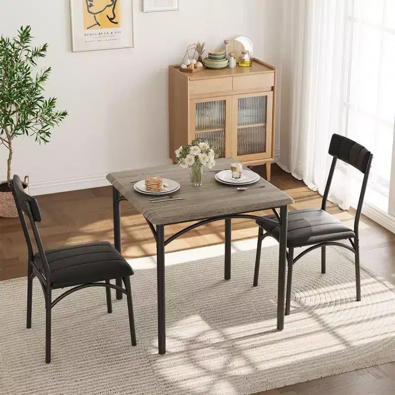 Ensemble table et chaises de salle à manger 2 personnes avec chaises rembourrées