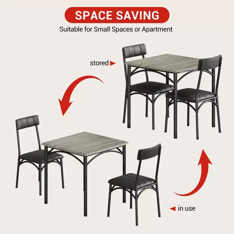 Ensemble table et chaises de salle à manger 2 personnes avec chaises rembourrées