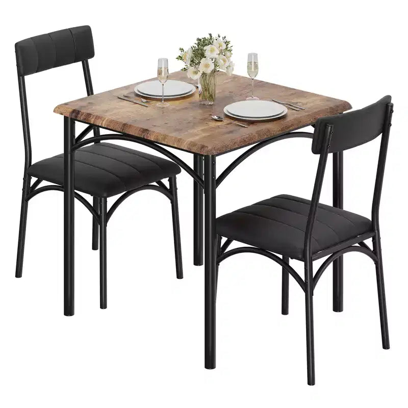 Ensemble table et chaises de salle à manger 2 personnes avec chaises rembourrées