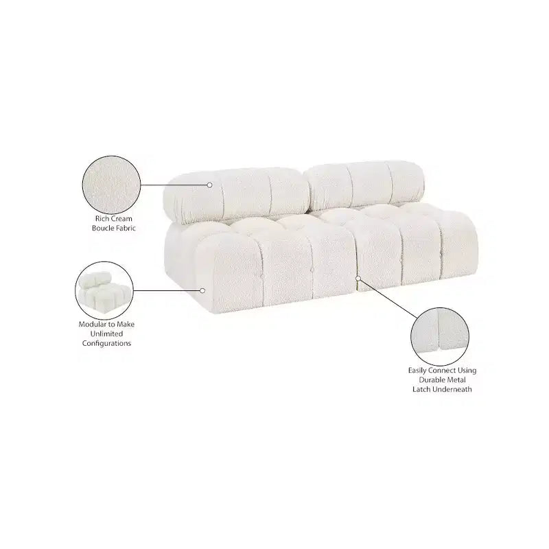 Canapé modulable en tissu bouclette