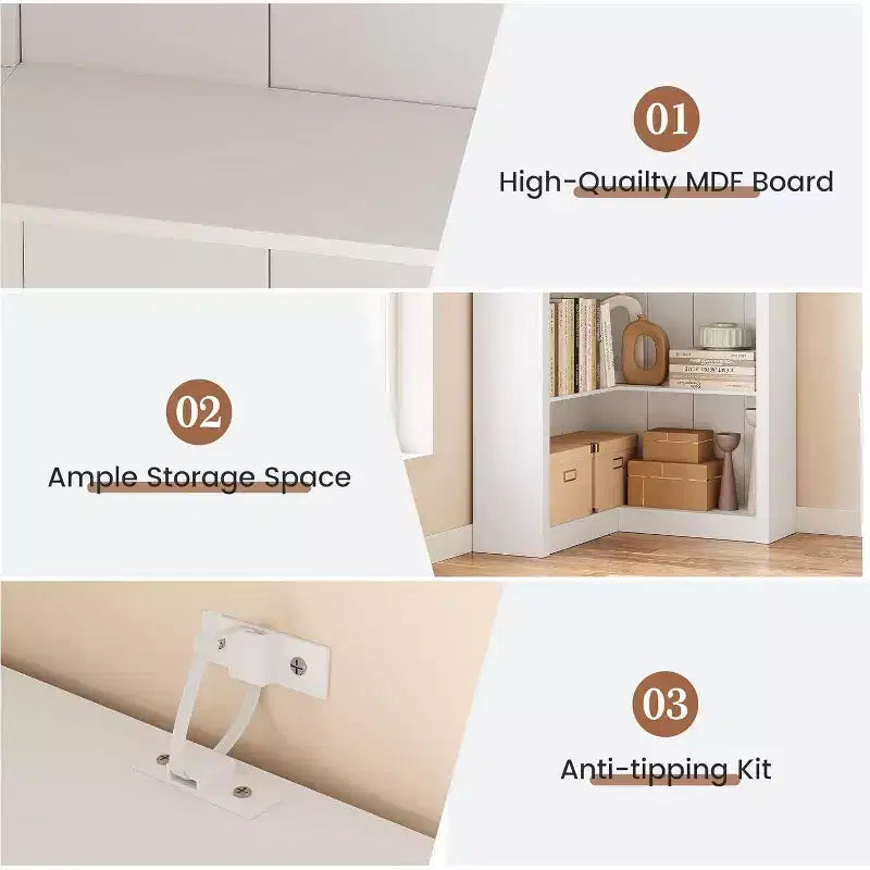 Étagère d'angle en forme de L de 182 cm – Étagère de présentation à 5 niveaux avec rangement