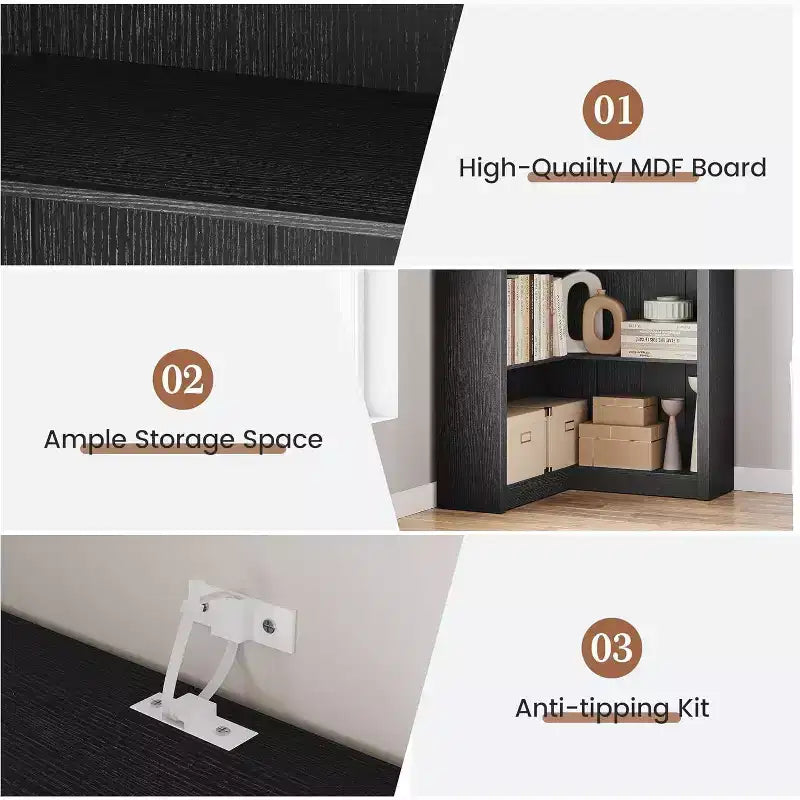 Étagère d'angle en forme de L de 182 cm – Étagère de présentation à 5 niveaux avec rangement