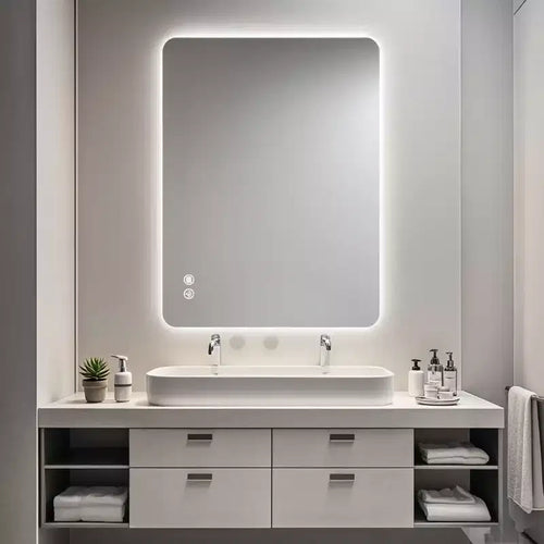 Miroir de salle de bain LED rétroéclairé 24 x 36 pouces avec fonction anti-buée