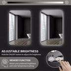 Miroir de salle de bain LED rétroéclairé 24 x 36 pouces avec fonction anti-buée